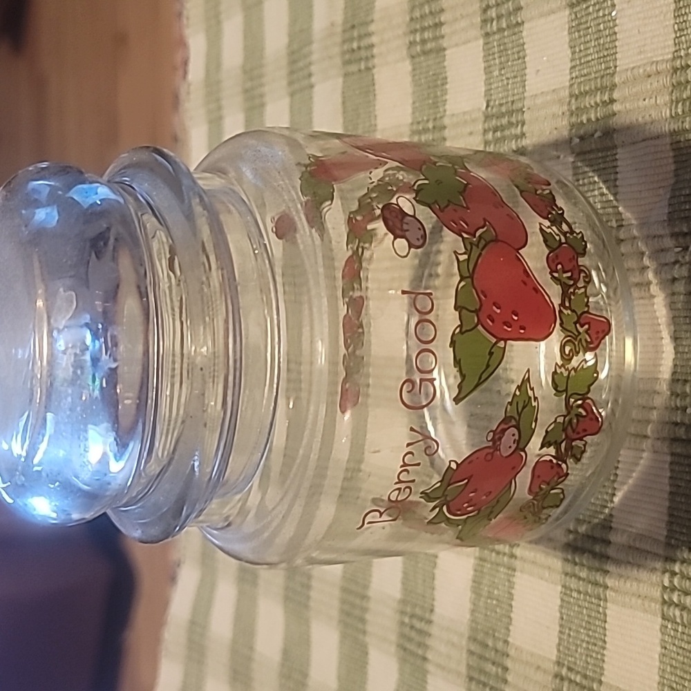 Strawberry themed glass jar Berry Good vintage American Greetings brand